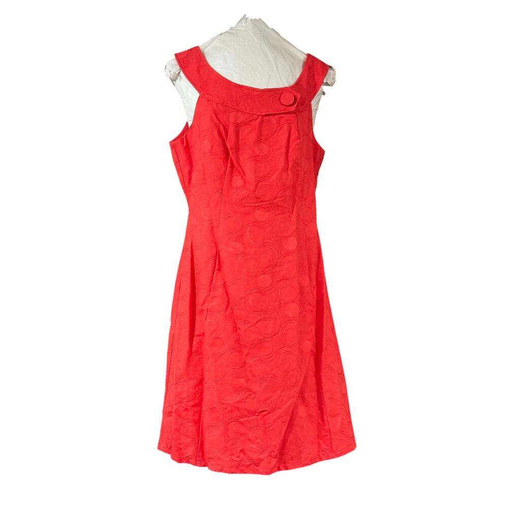 NWT Kim Rogers Red Fit & Flare Dress Size 6 Textured Circle Retro Mod Midi